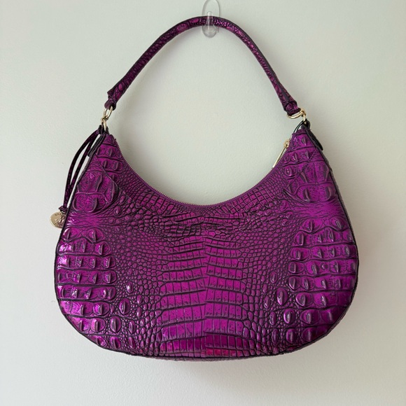 Brahmin Bekka Purple Potion Croc Shoulder Bag Rare Limited - Picture 6 of 11